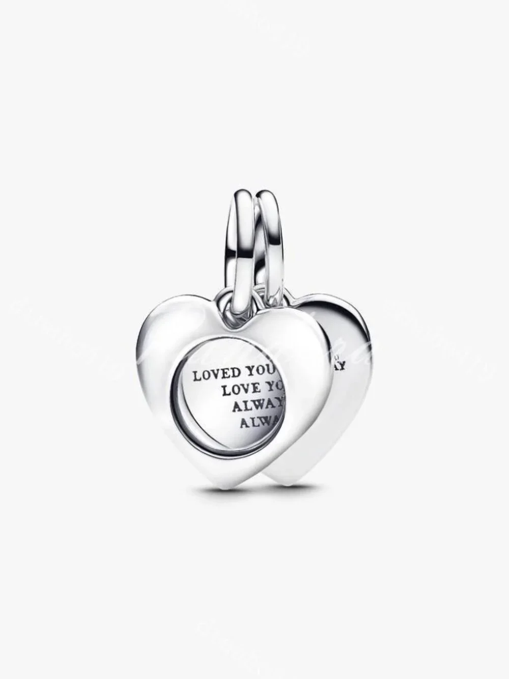 Pandora Engravable Heart Magnifying Glass Double Dangle Charm